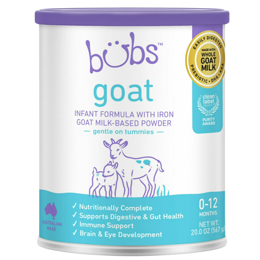 Bubs Goat Milk Powder Baby Formula with Iron for 0 to 12 Months, 20 oz Canister