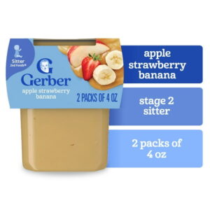 Gerber Stage 2 Baby Food, Apple Strawberry Banana Puree Tubs, Baby Puree, 2PK 8 oz
