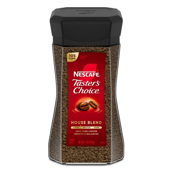 NESCAFÉ Taster’s Choice House Blend, Light Medium Roast Instant Coffee, 7 oz, 1 Jar