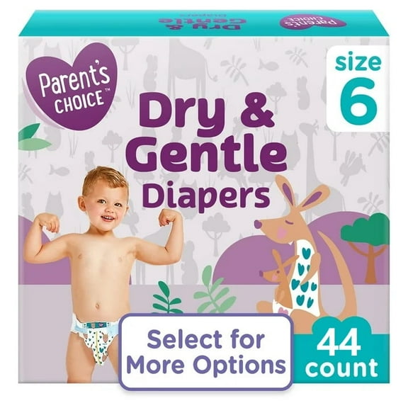 Parents Choice Dry & Gentle Diapers Size 6, Total 132 Ct