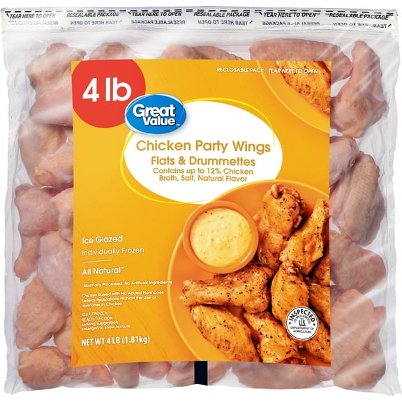 Great Value All Natural Chicken Wing Sections, 8 lb (Frozen)