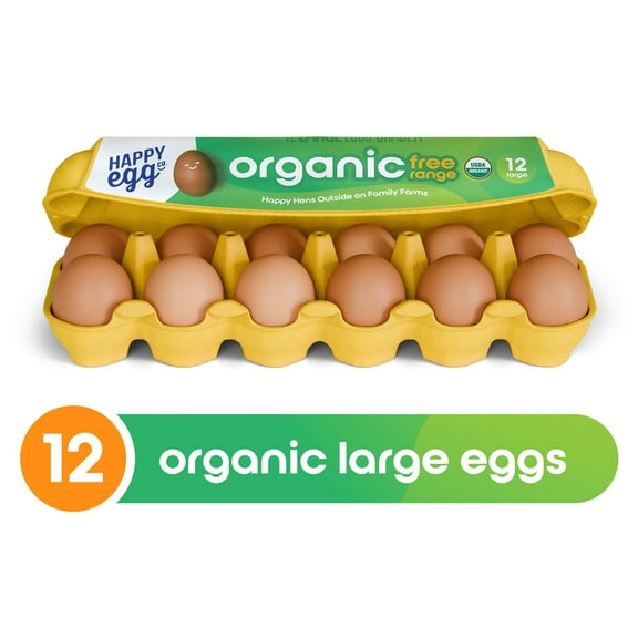 Happy Egg Co Organic Free-Range Large Brown Eggs, 18 Count