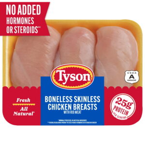 Tyson All Natural, Fresh, Boneless, Skinless Chicken Breasts, 1.75 - 3.0 lb Tray